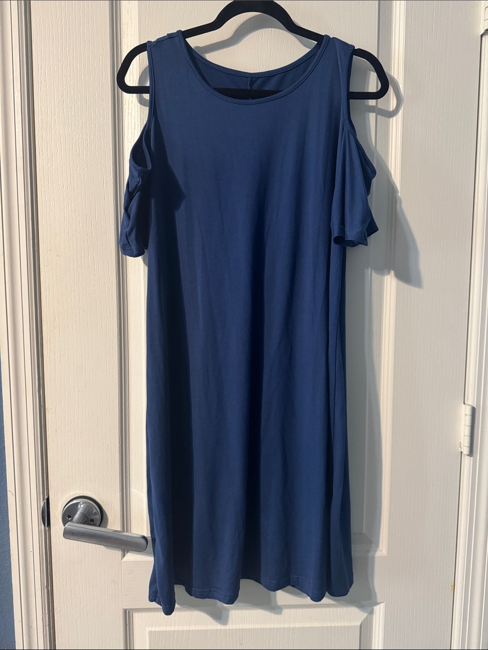 SHEIN Navy Blue Cold-Shoulder Midi Dress